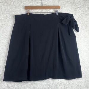 NWT Kiyonna Womens Black Bow Pleated Elastic Waist Pull-On Skirt PLUS SIZE 2X